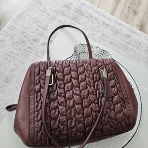 Coach Madison Gathered Chevron Leather Madeline East/West Satchel 25985 Chestnut